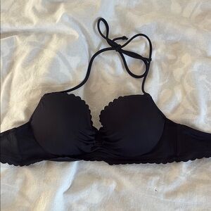 VS Black Halter Bra with Scalloped detail